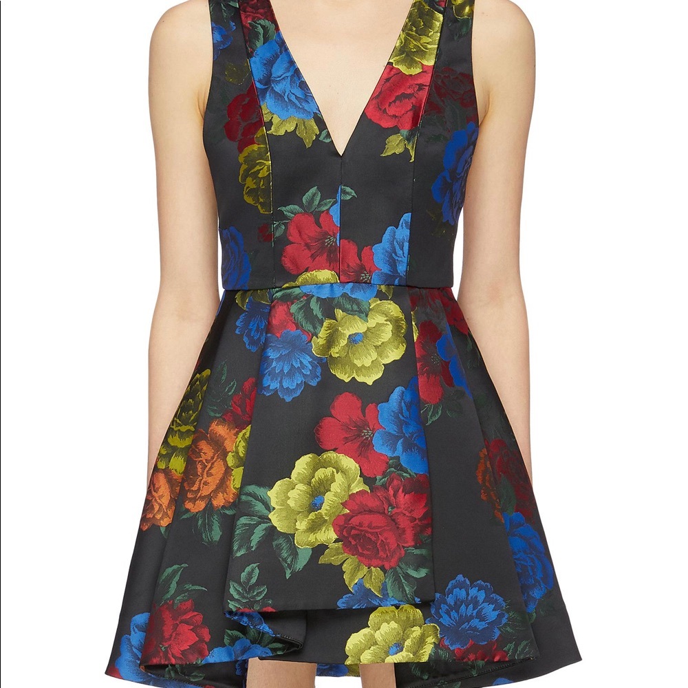 Super fun and flattering Dress! tanner' Floral Jacquard Pleated Sleeveless Dress